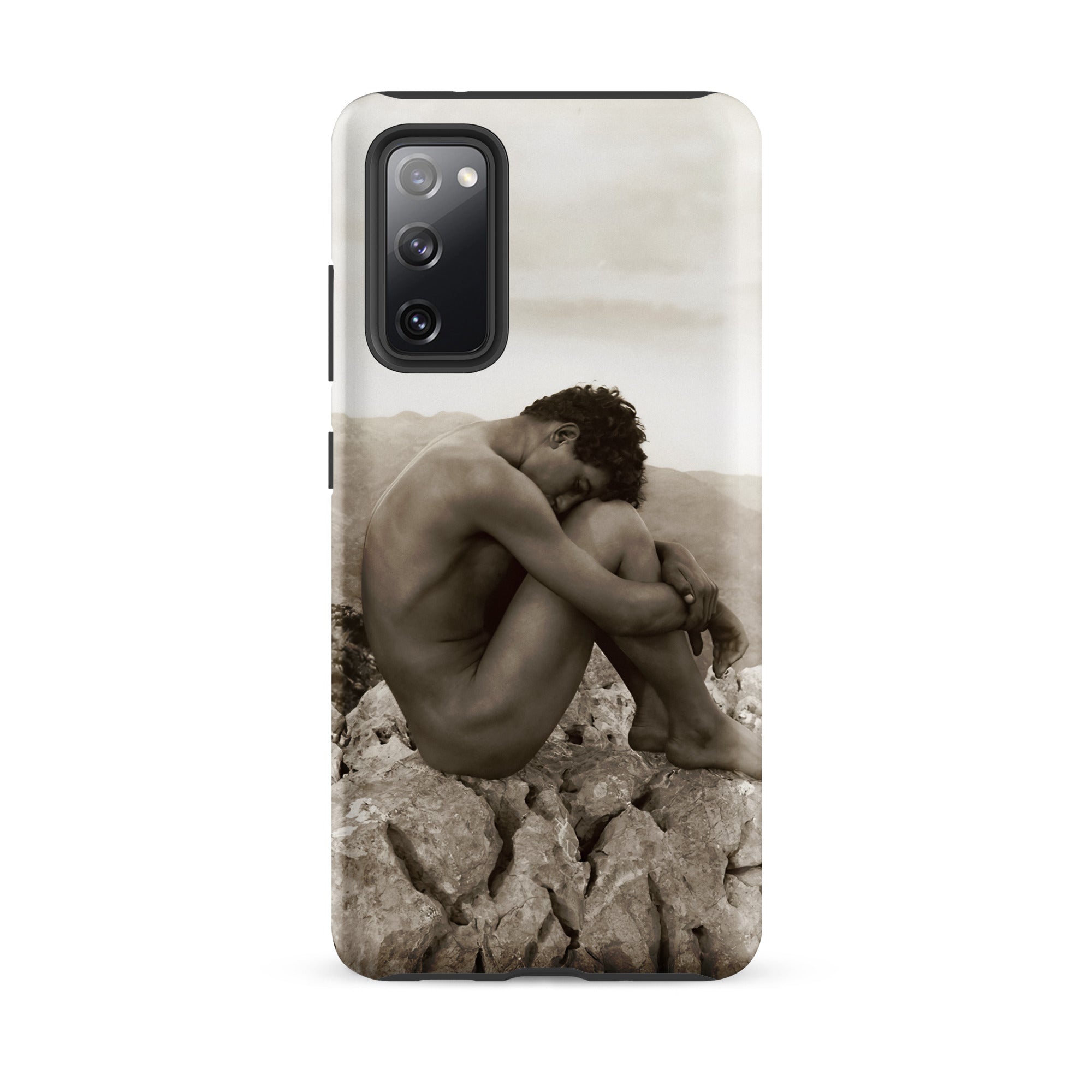 Cain Wilhelm Von Gloeden Gay Samsung Case, Galaxy S20 Fe / Matte, Smartphone Case Sepia Toned Nude Figure Curled Rocks