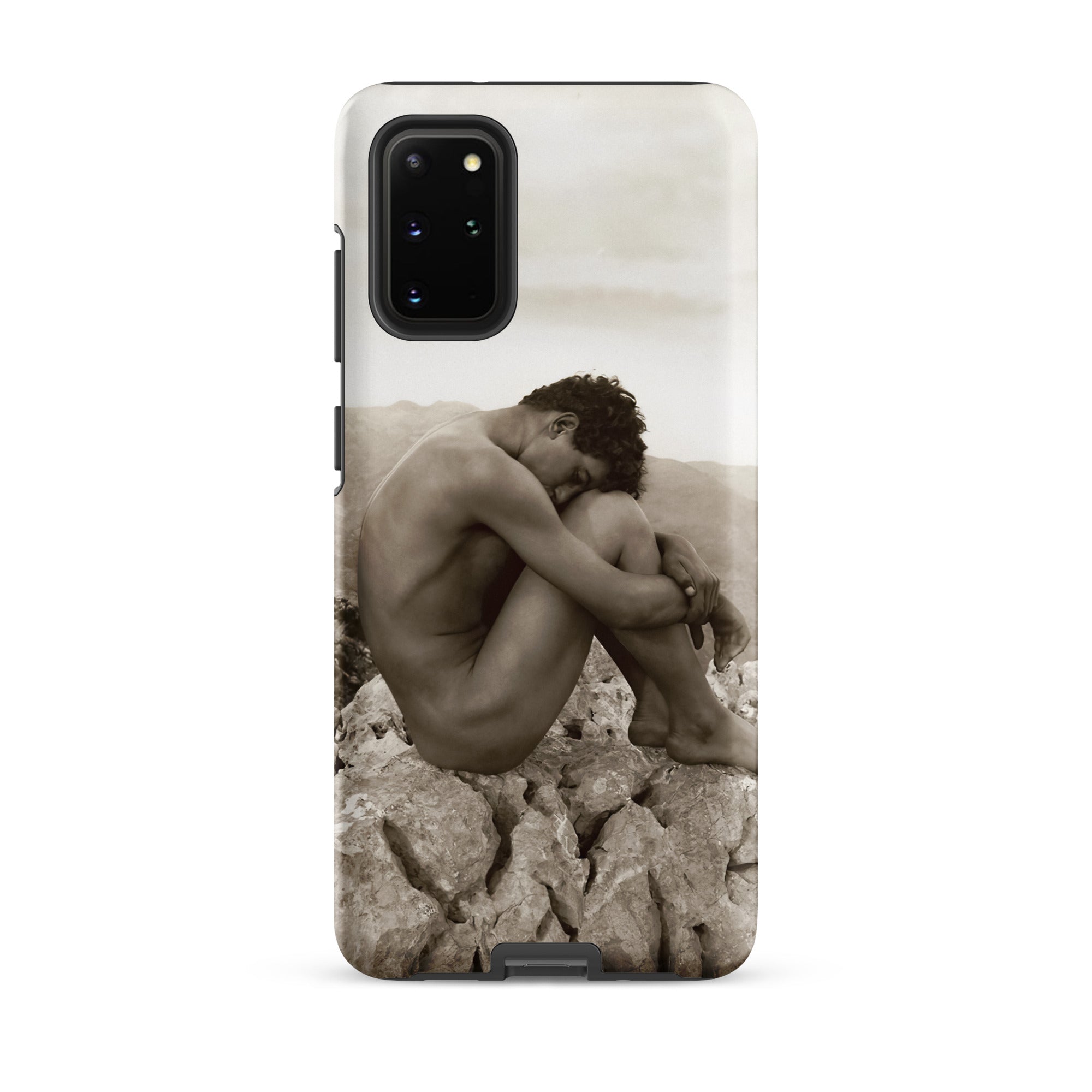 Cain Wilhelm Von Gloeden Gay Samsung Case, Galaxy S20 Plus / Matte, Smartphone Case Sepia Toned Nude Male Figure Seated Rocks