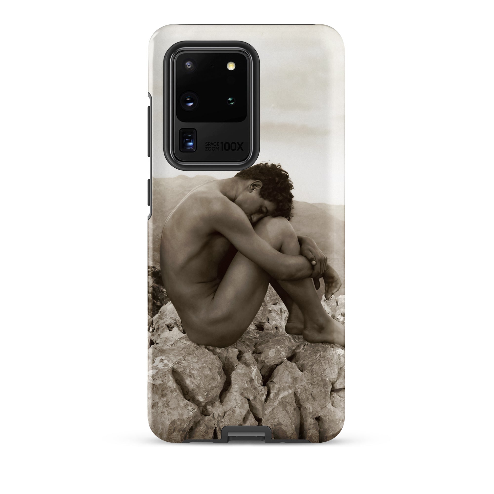 Cain Wilhelm Von Gloeden Gay Samsung Case, Galaxy S20 Ultra / Matte, Smartphone Case Sepia Toned Nude Figure Seated Rocks