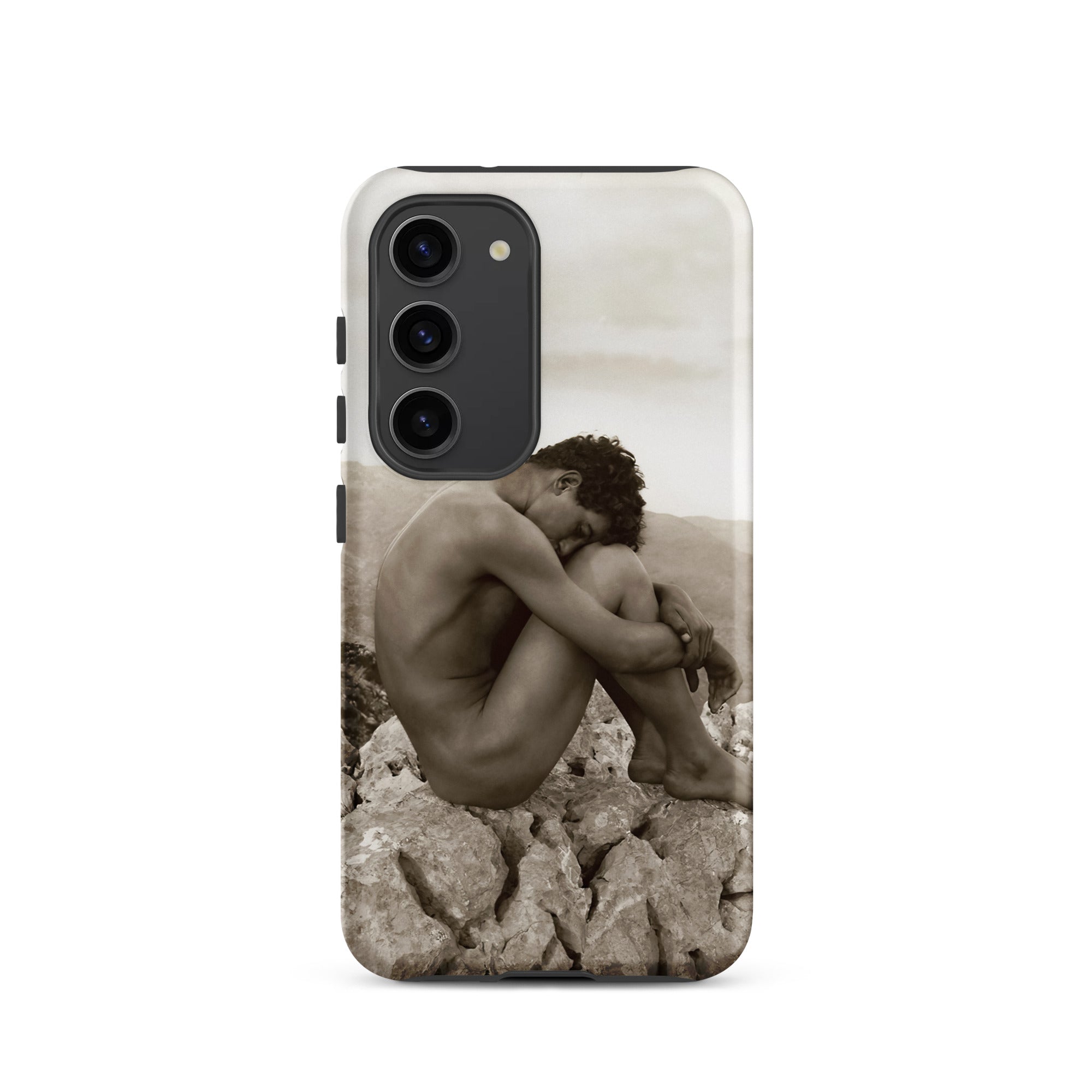 Cain Wilhelm Von Gloeden Gay Samsung Case, Galaxy S23 / Matte, Phone Case Sepia Toned Nude Figure Seated Rocks