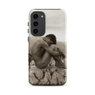 Cain Wilhelm Von Gloeden Gay Samsung Case, Galaxy S23 Plus / Matte, White Smartphone Case Sepia Toned Nude Figure Seated Rocks