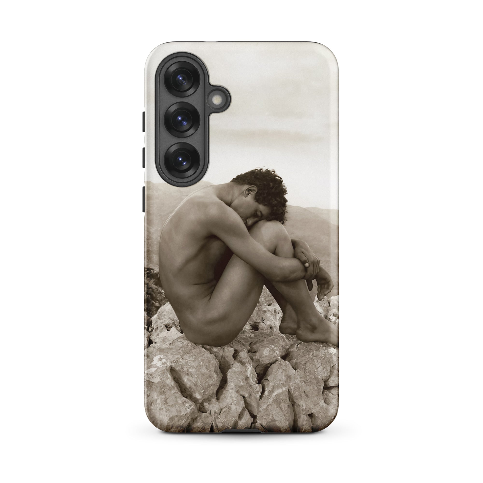 Cain Wilhelm Von Gloeden Gay Samsung Case, Galaxy S25 Plus / Matte, Smartphone Case Sepia Toned Nude Figure Seated Rocks