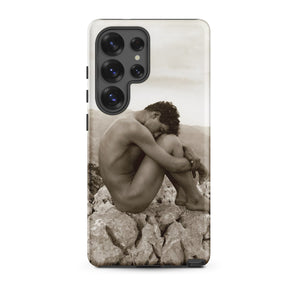 Cain - Wilhelm Von Gloeden Gay Samsung Case, Galaxy S25 Ultra / Matte, Phone Case Sepia-toned Nude Figure Curled Rocks