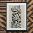 Calavera of Francisco Madero - Jose Guadalupe Posada Art Print, 20x30’’ / 51x76cm / Black Frame / 2’’ Matboard, Framed Black White Print