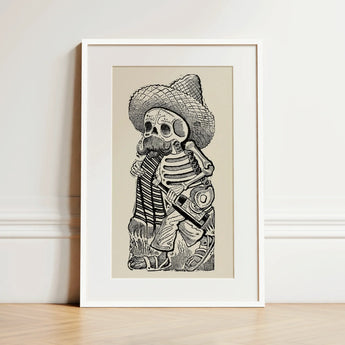 Calavera of Francisco Madero - Jose Guadalupe Posada Art Print / Canvas, 12x18’’ / 31x46cm / White Frame / Matboard, Posters Prints &