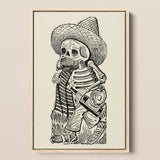 Calavera of Francisco Madero - Jose Guadalupe Posada Art Print / Canvas Black-and-white Illustrated Print Skeleton Dressed Mariachi