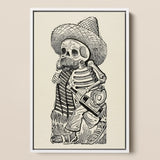 Calavera of Francisco Madero - Jose Guadalupe Posada Framed Canvas, 12x18’’ / 31x46cm / White Floating Frame, Framed Print Skeleton