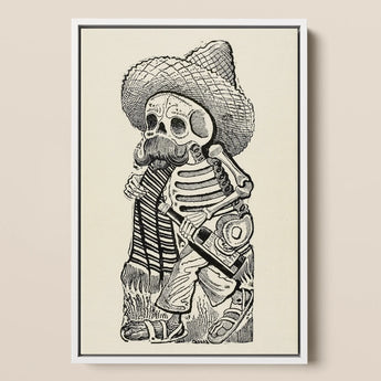 Calavera of Francisco Madero - Jose Guadalupe Posada Framed Canvas, 12x18’’ / 31x46cm / White Floating Frame, Framed Print Skeleton
