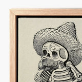 Calavera of Francisco Madero - Jose Guadalupe Posada Art Print / Canvas Framed Black-and-white Illustration Skeleton Wide-brimmed Sombrero,