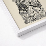 Calavera of Francisco Madero - Jose Guadalupe Posada Art Print / Canvas White Framed Black Cream Illustrated Artwork Figure Striped, Bears