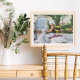 Can’t Stop Won’t - Hoi an Street Life Art Print / Canvas Light Wood-framed Photograph Woman White Scooter Garden Colorful Hoi An’s