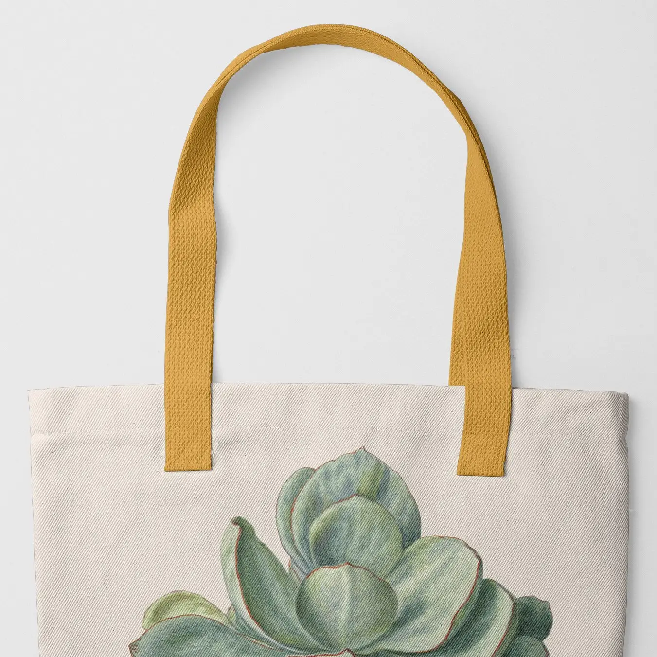 Little Green Man - Desert Trail Succulent Tote Yellow Handles Bags