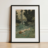 Careless Shepherd - Stampa d'arte di Edward Robert Hughes / Tela, 12x16’’ / 31x41cm / Cornice nera / Passe-partout, Poster, stampe e opere d'arte visiva,