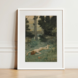 Careless Shepherd - Stampa d'arte di Edward Robert Hughes / Tela, 12x16’’ / 31x41cm / Cornice bianca / Passe-partout, Poster, stampe e opere d'arte visiva,
