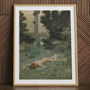 Careless Shepherd - Stampa d'arte di Edward Robert Hughes / Tela, 24x32’’ / 61x81cm / Cornice naturale / Passe-partout, Poster, stampe e opere d'arte visiva,