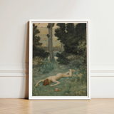 Careless Shepherd - Edward Robert Hughes Art Print / Canvas White-framed Nude Figure Grassy Woodland Soft, Builds, Characteristic