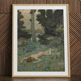 Careless Shepherd - Edward Robert Hughes Art Print / Canvas Framed Art Print Nude Figure Sunlit Meadow Encased Careless Shepherd, Hughes