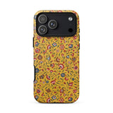 Carnations - Flower Pattern Fabric Phone Case Iphone 17 Pro Max / Matte Vibrant Mustard-yellow Phone Case Adorned Dense Intricate Floral