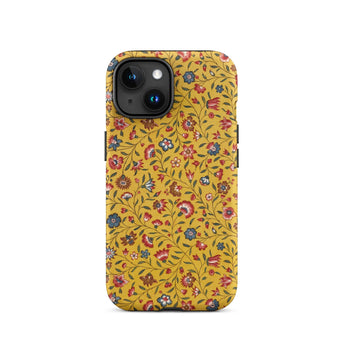 Carnations - Flower Pattern Fabric Phone Case Iphone 15 / Matte Vibrant Yellow Phone Case Adorned Delicate Floral Pattern Carnations Flower