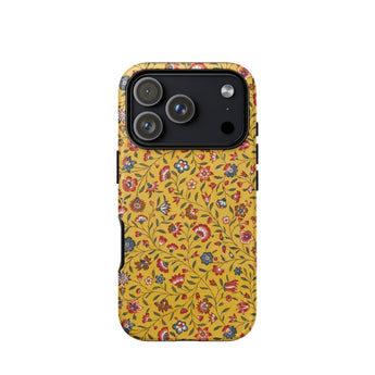 Carnations - Flower Pattern Fabric Phone Case Iphone 17 Pro / Matte Vibrant Yellow Phone Case Adorned Delicate Intricate Floral Carnations