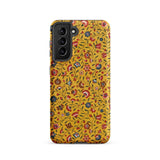Carnations - Flower Pattern Fabric Phone Case Samsung Galaxy S21 / Matte Vibrant Yellow Phone Case Adorned Dense Intricate Floral