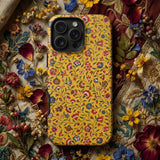 Carnations - Flower Pattern Fabric Phone Case Yellow Floral-patterned Phone Case Intricate Red Blue Green Carnations Flower Pattern,