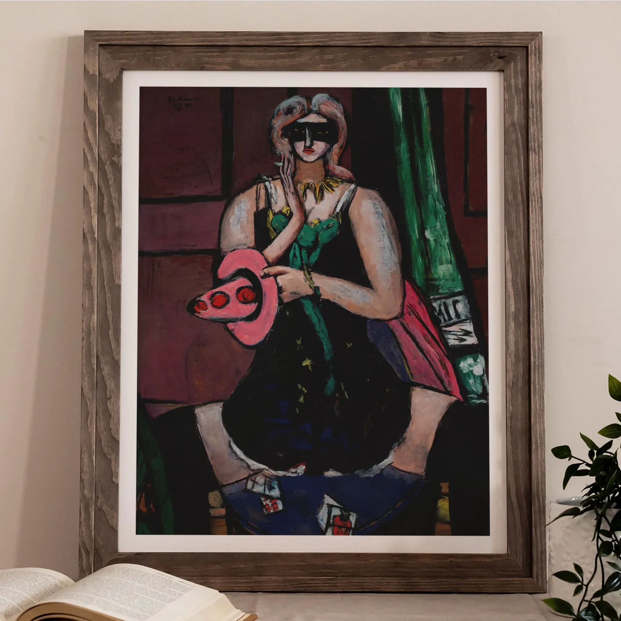 Carnival Mask Green Violet And Pink By Max Beckmann Fine Art Print - Posters Prints & Visual Artwork - Aesthetic Art