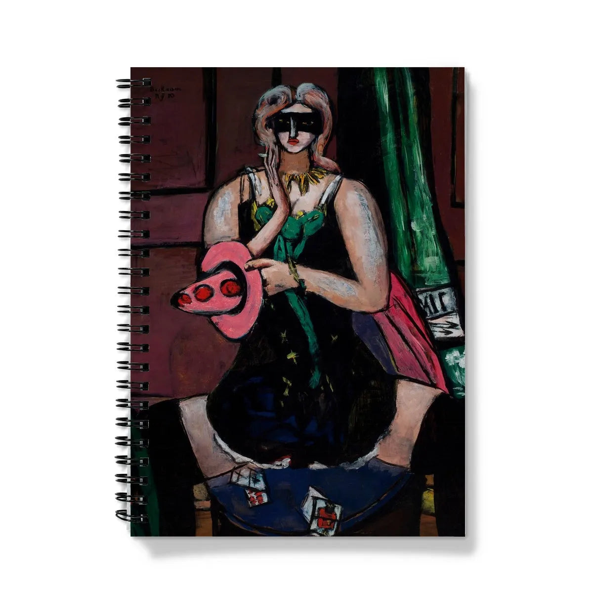 Carnival Mask Green Violet And Pink By Max Beckmann Notebook - A5 / Graph - Notebooks & Notepads - Aesthetic Art
