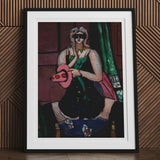 Carnival Mask - Max Beckmann Expressionism Art Print, 24x32’’ / 61x81cm / Unframed, Framed Painting Stylized Figure Green Dress Pink Object