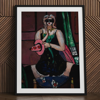 Carnival Mask - Max Beckmann Expressionism Art Print / Canvas Black-framed Art Print Stylized Portrait Woman Black Dress Max Beckmann,