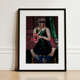 Carnival Mask - Max Beckmann Expressionism Art Print / Canvas Black-framed Art Print Stylized Portrait Woman Sunglasses Black Max Beckmann,