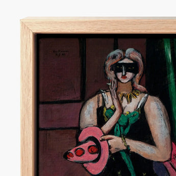 Carnival Mask - Max Beckmann Expressionism Art Print / Canvas Framed Painting Woman Black Green Dress Pink, German, Beckmann’s Prints