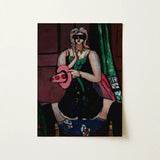 Carnival Mask - Max Beckmann Expressionism Art Print / Canvas Stylized Portrait Painting Woman Black Sunglasses Green Dress Max Beckmann,