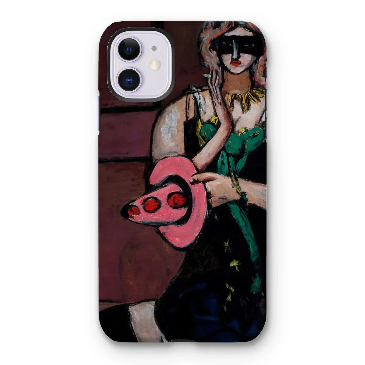 Carnival Mask - Max Beckmann Iphone Case, 11 / Matte, Iphone Case Artistic Painting Figure Green Dress Pink