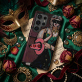 Carnival Mask - Max Beckmann Phone Case Phone Case Painted Illustration Woman Green Attire Pink Max Beckmann, Beckmann’s Carnival Mask,