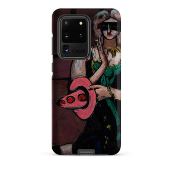 Carnival Mask - Max Beckmann Phone Case Samsung Galaxy S20 Ultra / Matte Phone Case Stylized Painting Woman Green Black Attire Max
