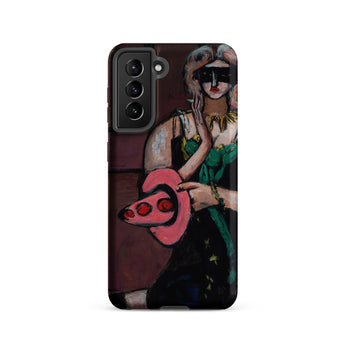Carnival Mask - Max Beckmann Phone Case Samsung Galaxy S21 / Matte Phone Case Stylized Painting Woman Green Black Attire Max Beckmann,
