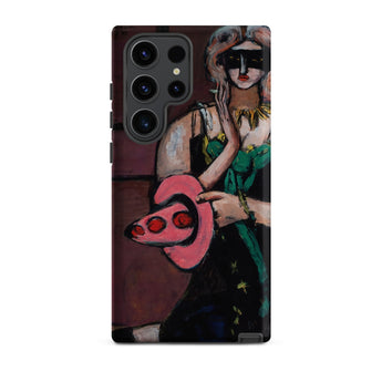 Carnival Mask - Max Beckmann Phone Case Samsung Galaxy S23 Ultra / Matte Phone Case Stylized Painting Woman Green Black Attire Max