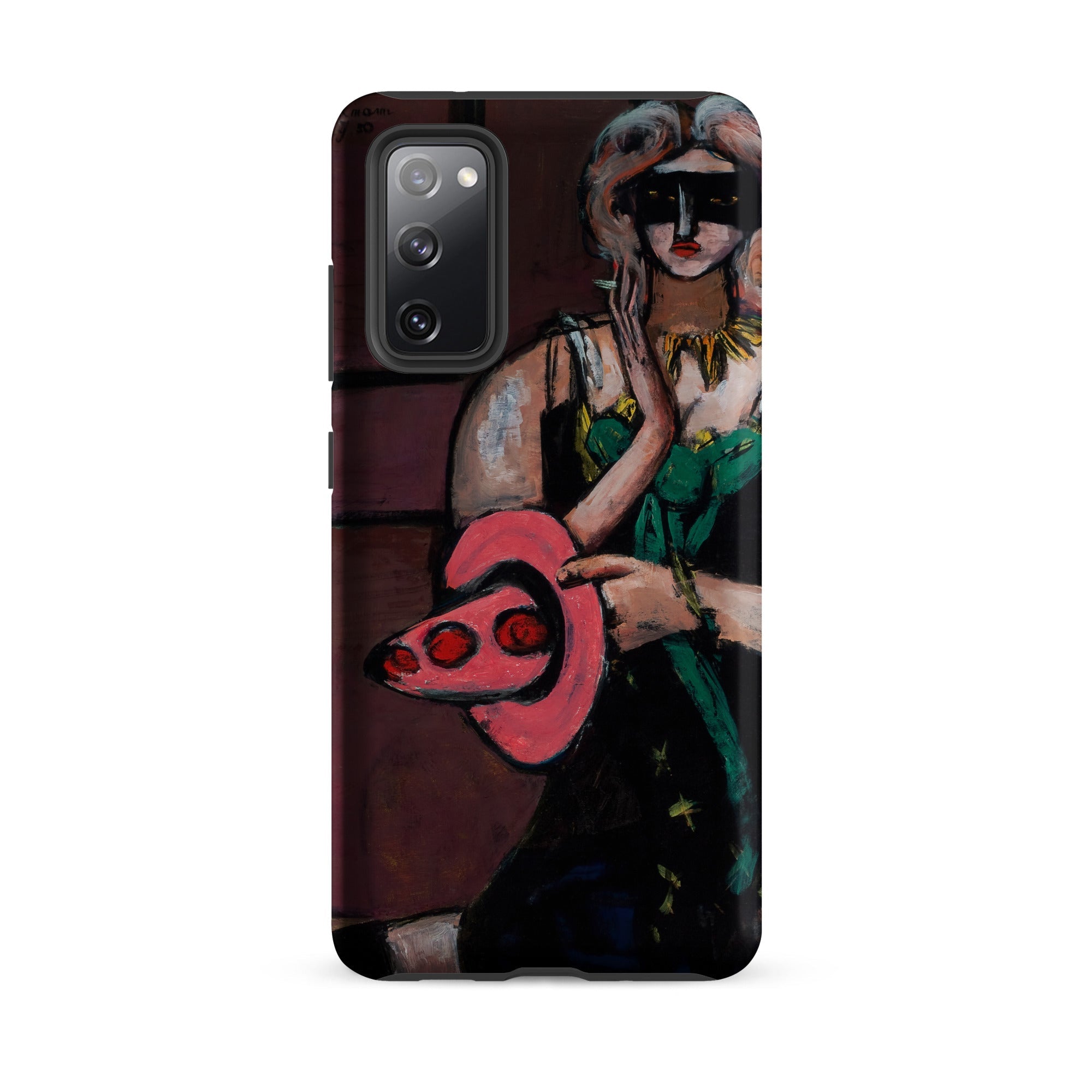 Carnival Mask Max Beckmann Samsung Case, Galaxy S20 Fe / Matte, Black Phone Case Stylized Portrait Masked Woman Pink