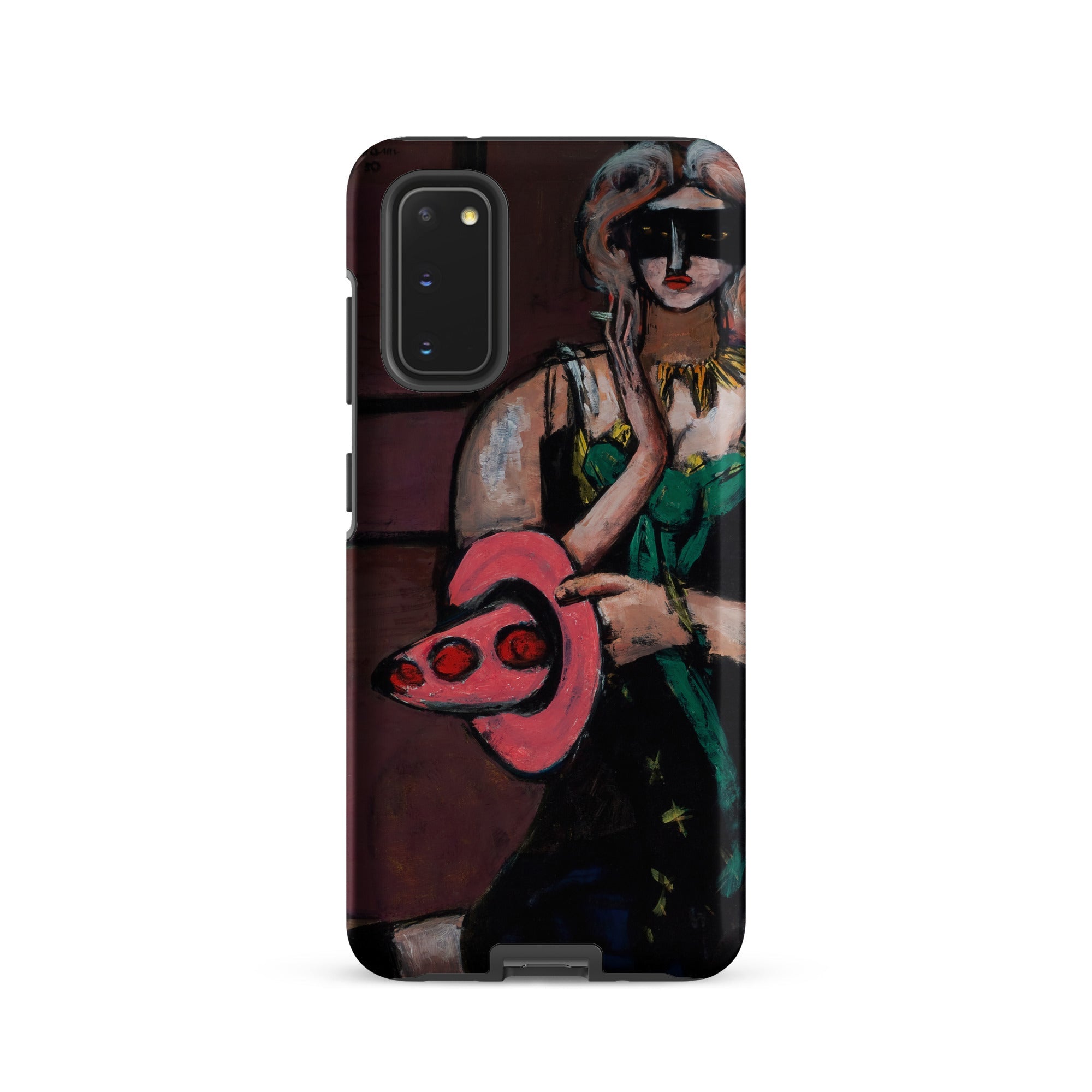 Carnival Mask Max Beckmann Samsung Case, Galaxy S20 / Matte, Smartphone Case Artistic Rendition Woman Mask Slice Pizza