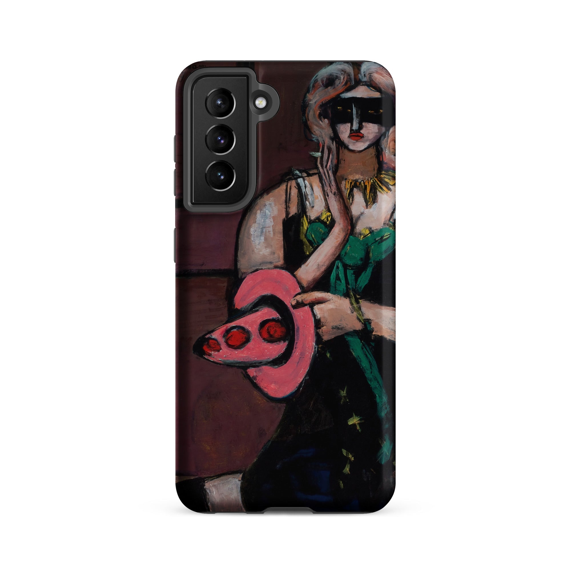 Carnival Mask Max Beckmann Samsung Case, Galaxy S21 Fe / Matte, Black Smartphone Case Colorful Abstract Painting Person Mask
