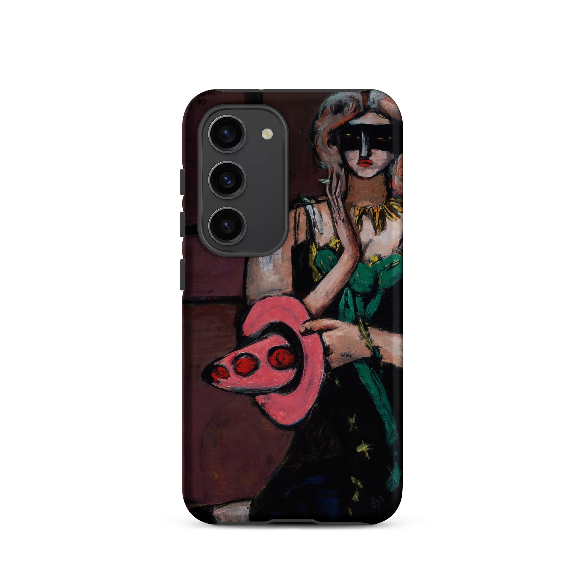 Carnival Mask Max Beckmann Samsung Case, Galaxy S23 / Matte, Smartphone Case Painted Portrait Masked Woman Pink Object