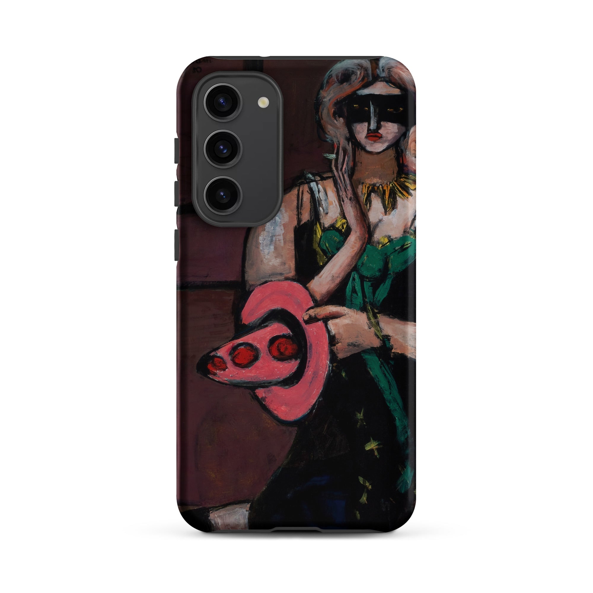 Carnival Mask Max Beckmann Samsung Case, Galaxy S23 Plus / Matte, Smartphone Case Masked Woman Pink Object
