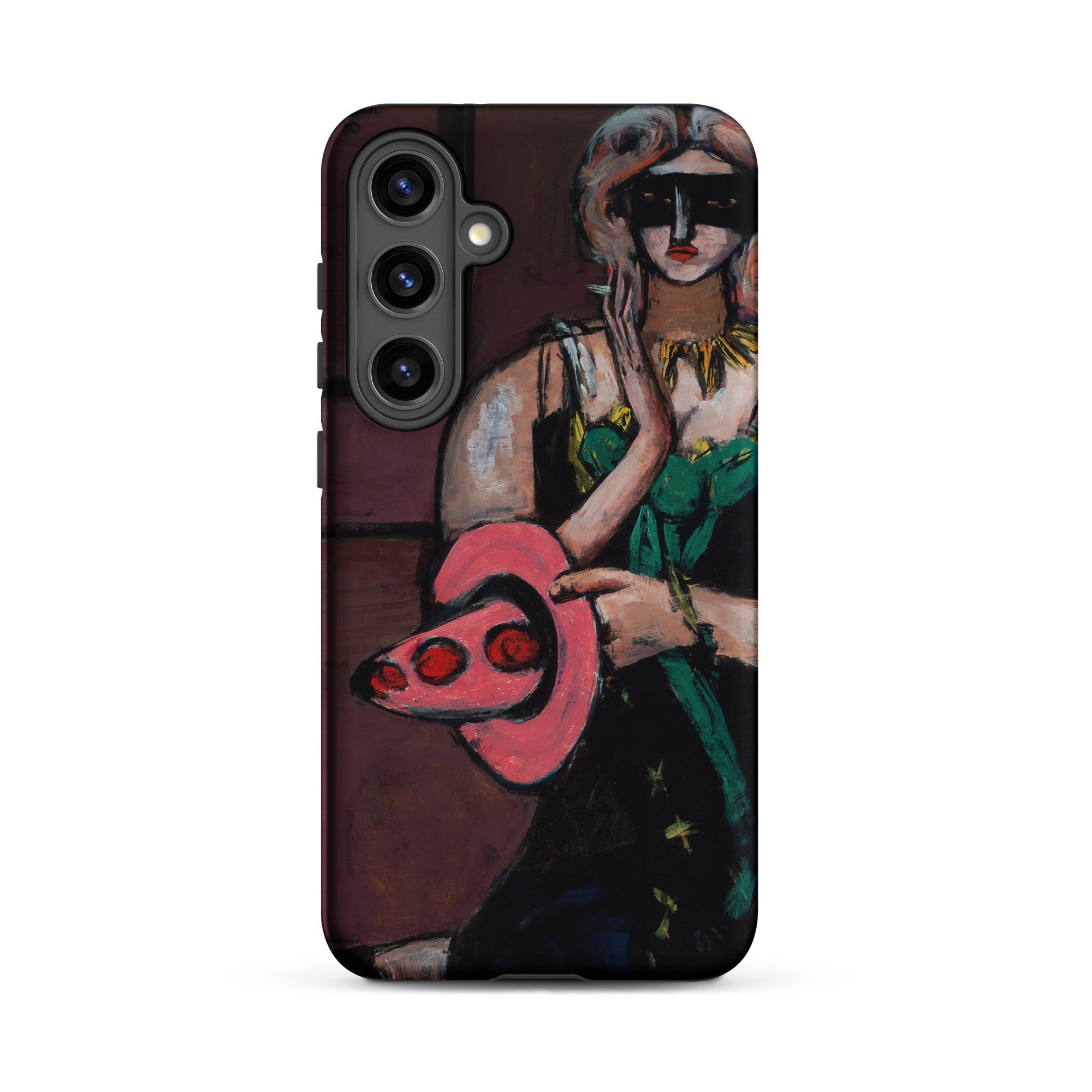 Carnival Mask Max Beckmann Samsung Case, Galaxy S24 Plus / Matte, Phone Case Stylized Painting Woman Mask Pink Object