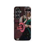 Carnival Mask - Max Beckmann Samsung Case, Galaxy S25 / Matte, Black Smartphone Case Artistic Rendition Woman Mask Pink