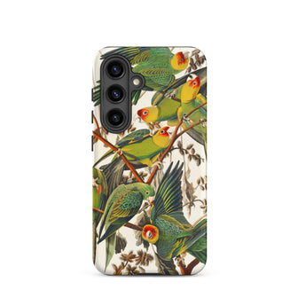 Carolina Parrots - John James Audubon Samsung Case, Galaxy S24 / Matte, Phone Case Adorned Vibrant Pattern Green Yellow Birds