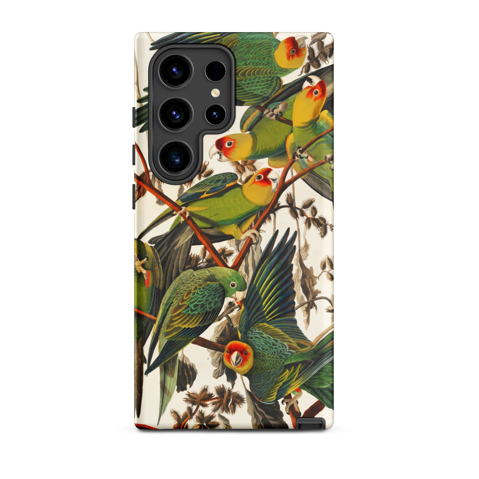 Carolina Parrots John James Audubon Samsung Case, Galaxy S24 Ultra / Matte, Phone Case Adorned Colorful Parrot Illustration