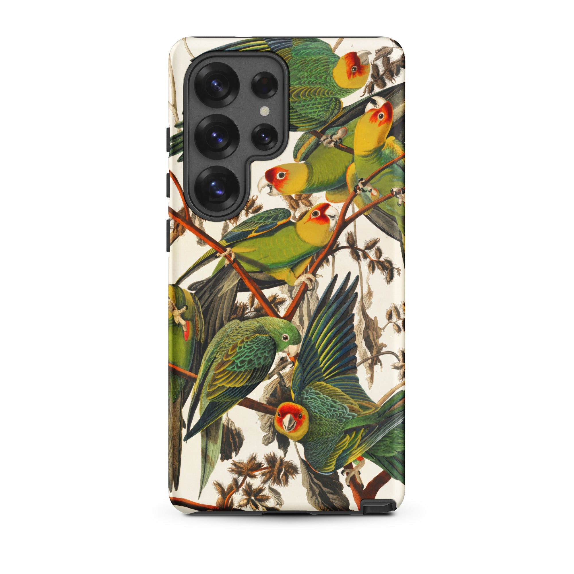 Carolina Parrots John James Audubon Samsung Case, Galaxy S25 Ultra / Matte, Smartphone Case Intricate Illustration Multiple Green Parrots