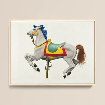Carousel Horse - American Watercolor Art Print / Canvas, 16x12’’ / 41x31cm / Natural Frame, Posters Prints & Visual Artwork, Toby Leon