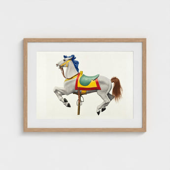 Carousel Horse - American Watercolor Art Print / Canvas Vibrant, Masterfully Rendered, 20th Century Prints